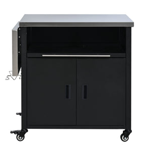 Foldable Outdoor Prep Station BBQ Cart With Trash Rack