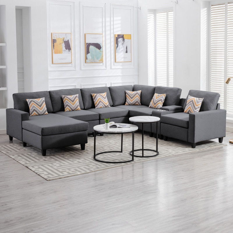 Nolan - 7 Piece Sectional Sofa With Pillows And Interchangeable Legs