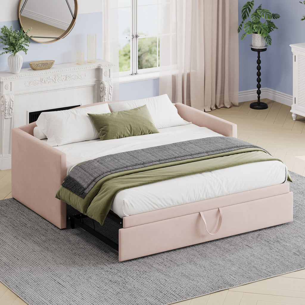 Daybed With Pop Up Trundle, Upholstered Sofa Bed