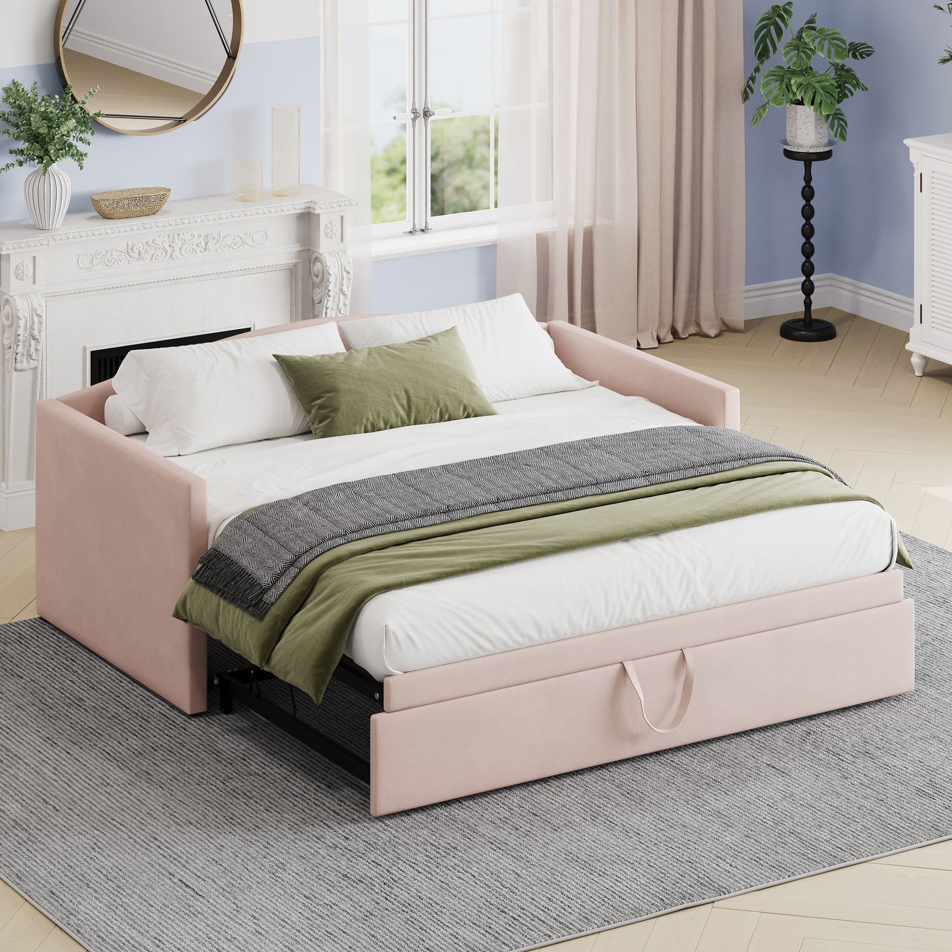 Daybed With Pop Up Trundle, Upholstered Sofa Bed