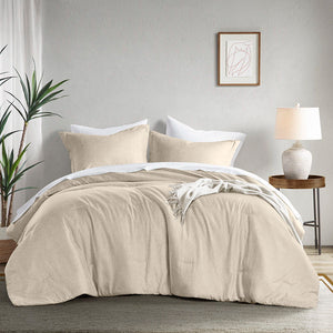 Camden - King/California King Chambray Print Solid Comforter Set - Neutral