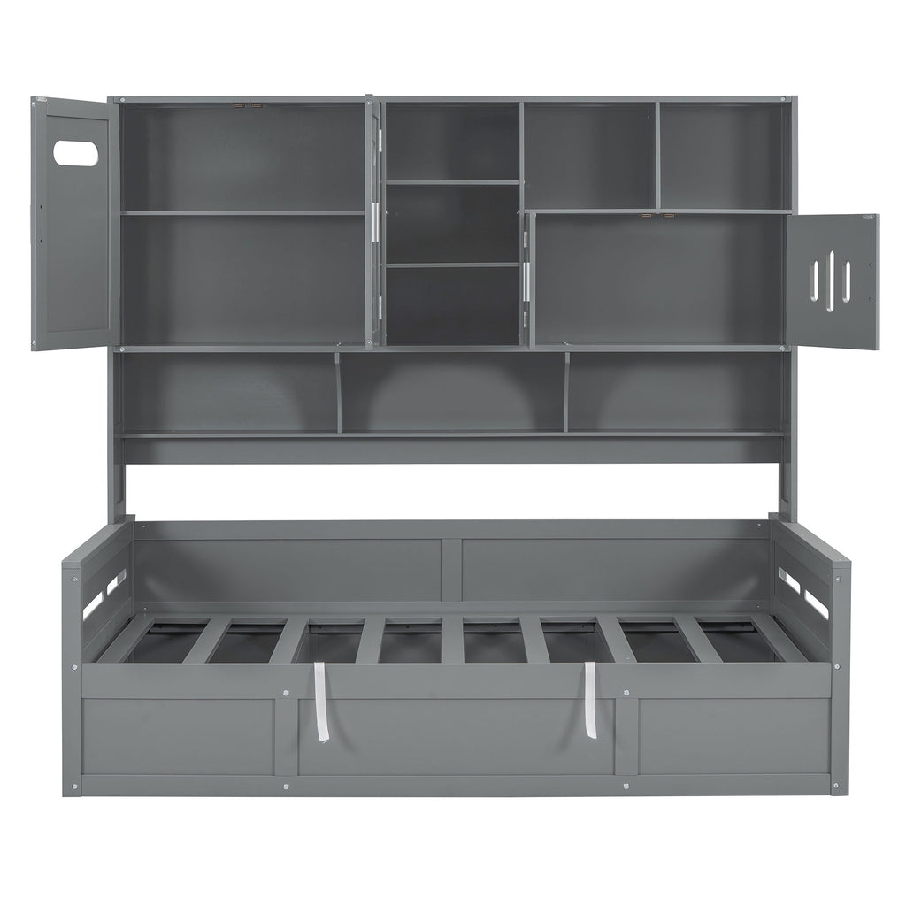 Daybed With All-In-One Cabinet And Shelf