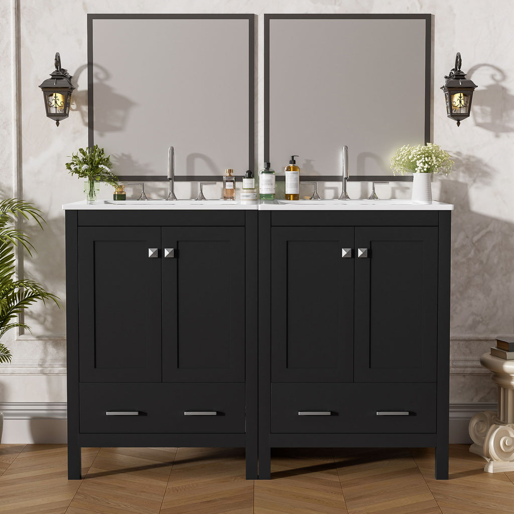 Bathroom Vanity With Integrated Undermount Ceramic Sink, 2 Doors And 1 Drawer, Soft Close Hinges