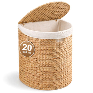Half Oval Laundry Hamper With Lid - Light Brown