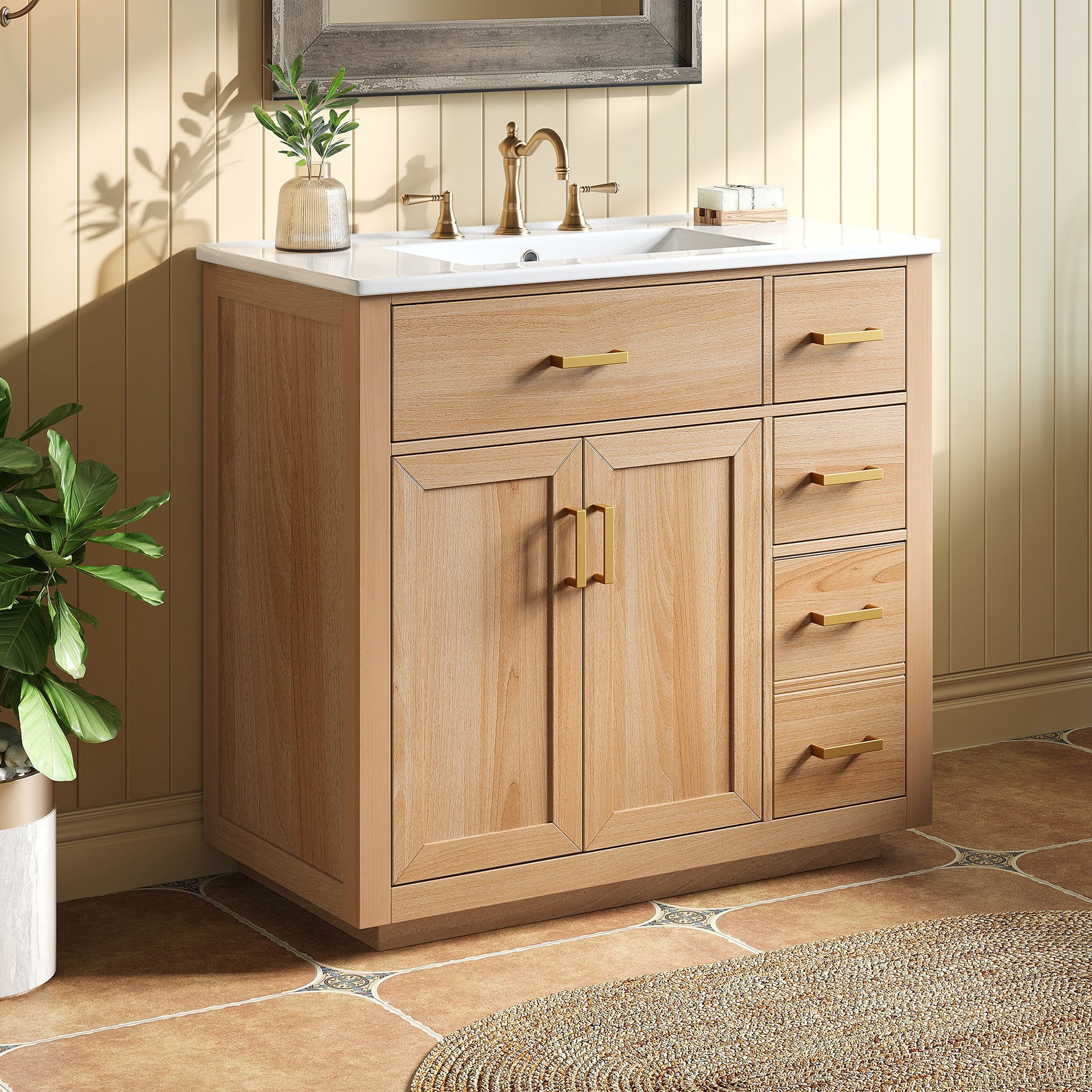 Bathroom Vanity & Sink, Soft Close Doors & Drawers - Wood