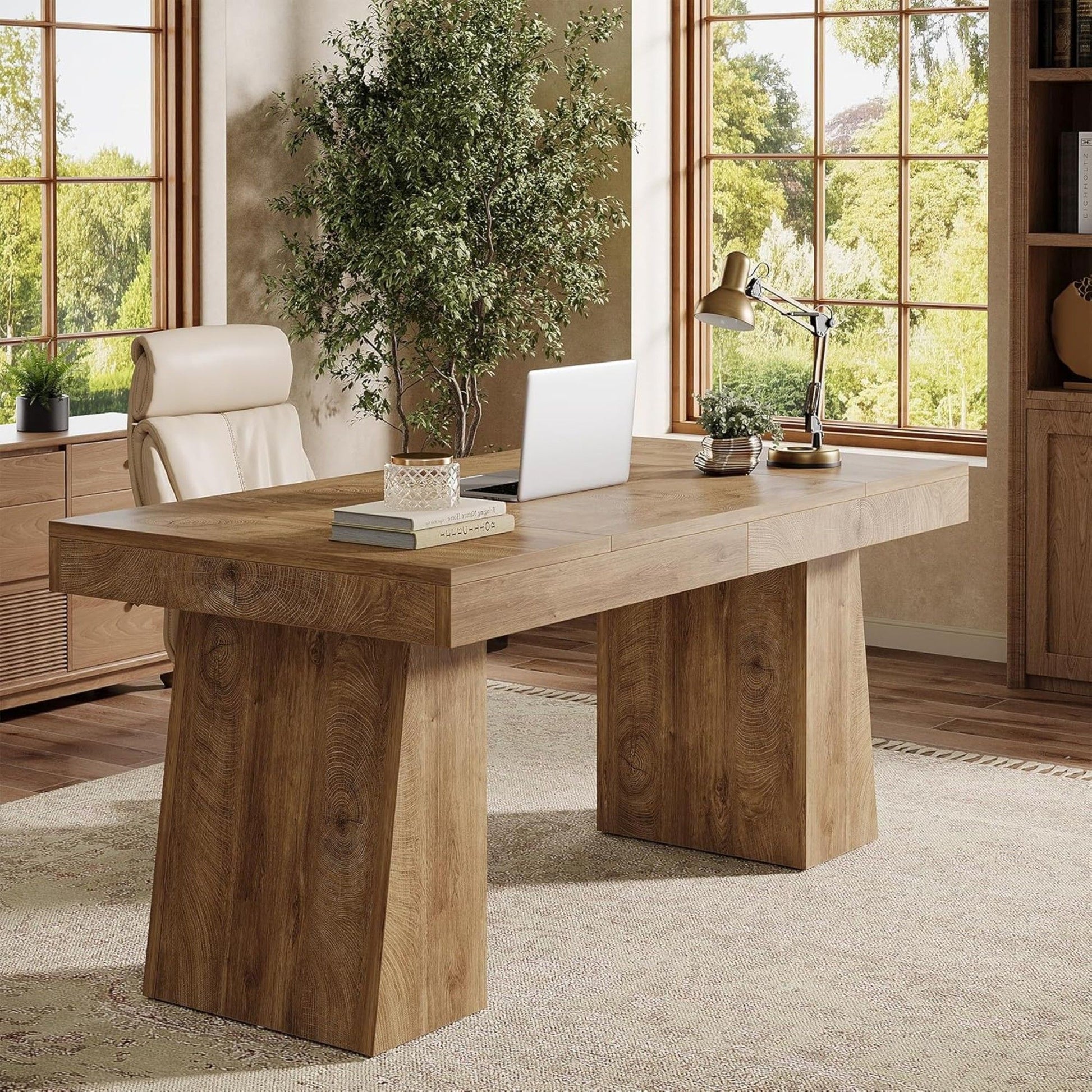 Executive Desk, Workstation With Double Trapezoid Base