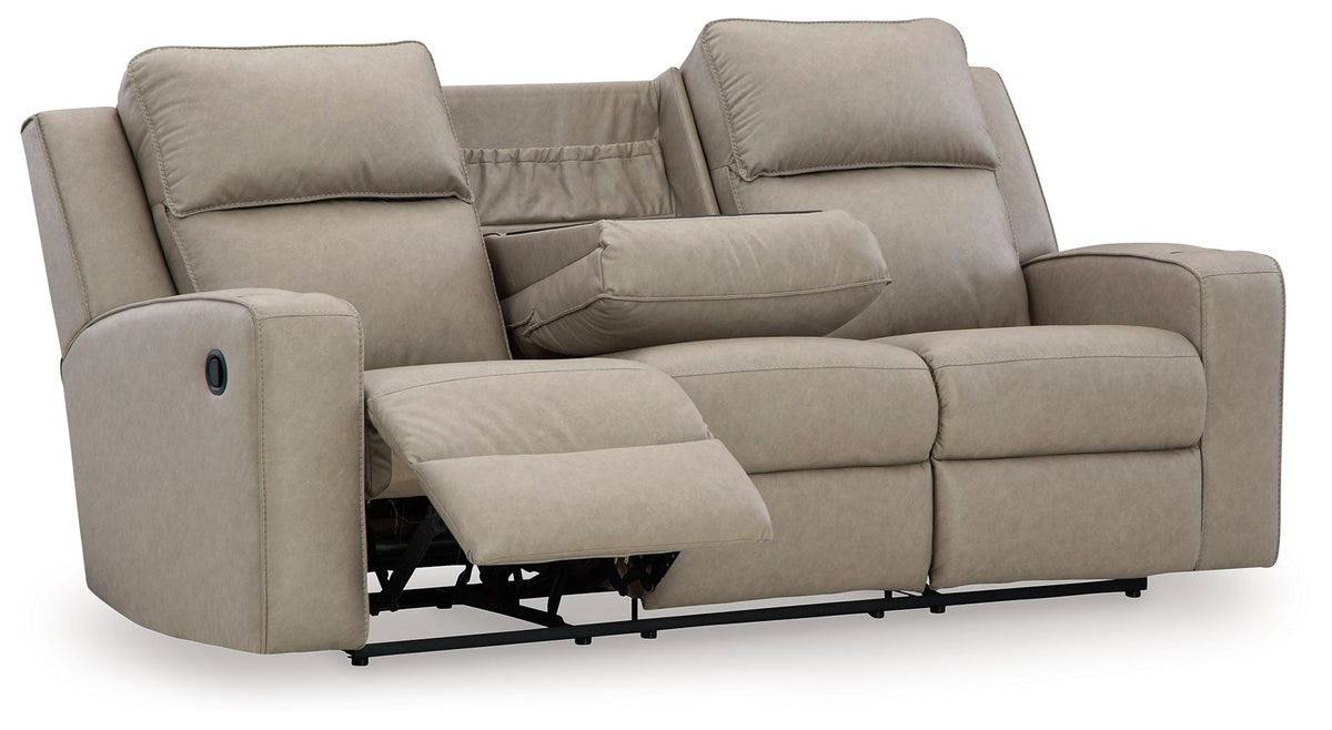Lavenhorne - Reclining Sofa With Drop Down Table - Pebble