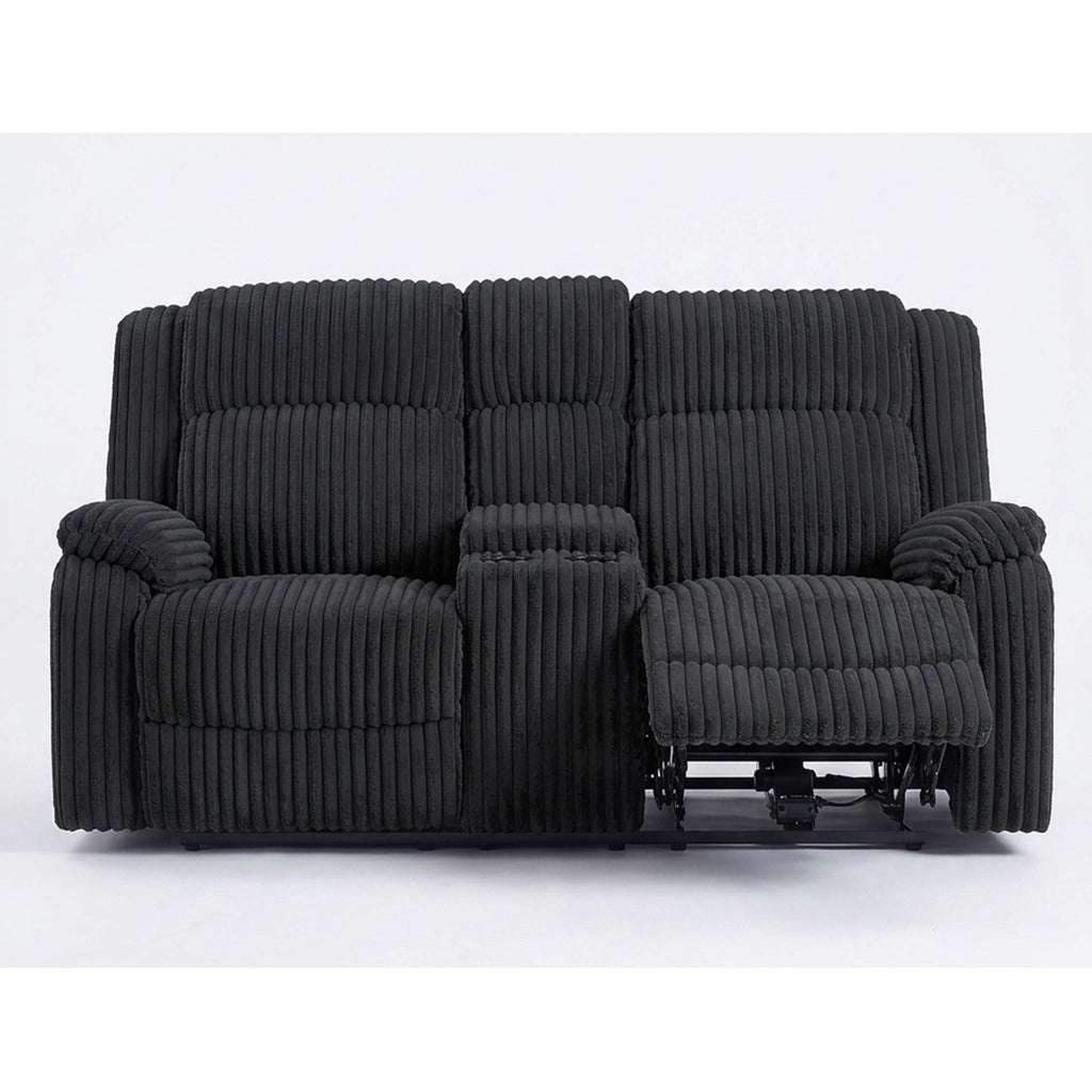 Motion Loveseat Recliner With Console Soft Seat Upholstered For Living Room - Black