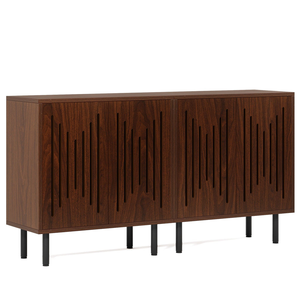 Buffet Sideboard Cabinets With Adjustable Shelves For Dining Room (Set of 2) - Dark Brown