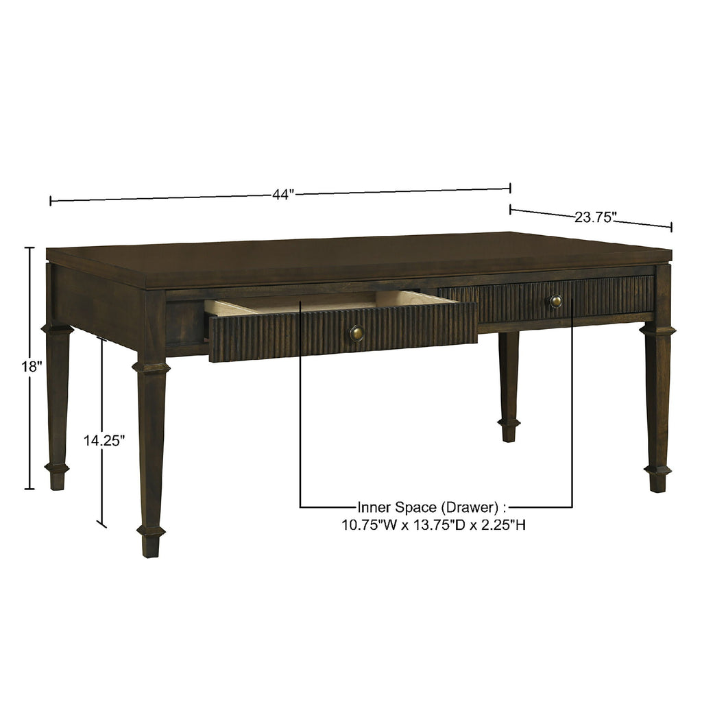 Kenna - Fluted 2 Drawer Coffee Table - Brown