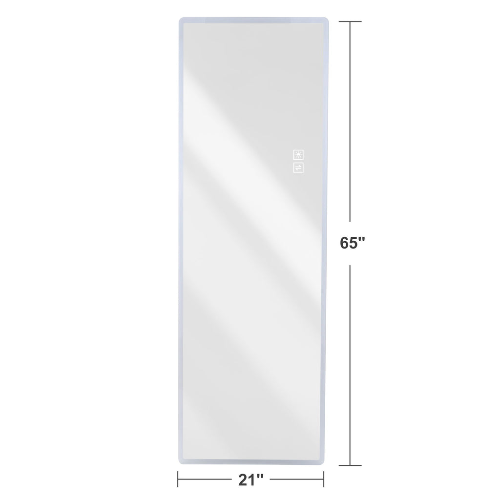 LED Full Length Mirror With Frosted Edge Lighting, 3 Color Temperatures