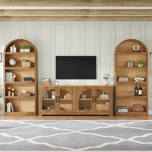 3 Piece TV Stand Set With Bookshel, Entertainment Center With Arched Design