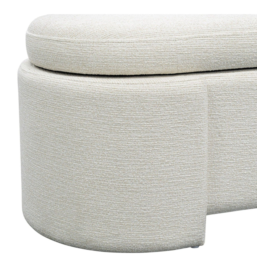 Leslie - Full y Upholstered Oval Storage Bench With Soft-Close Lid - Ivory