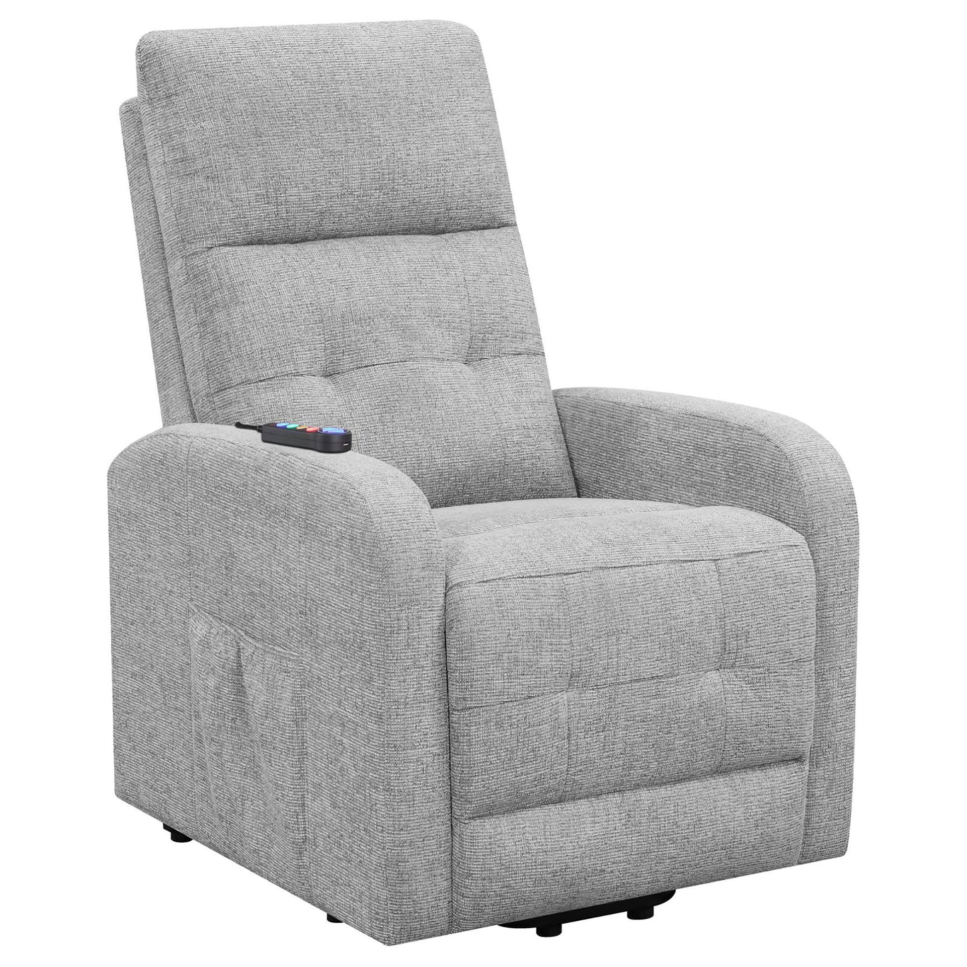Tufted Power Lift With Foam Cushioning And USB Charging Ports - Gray