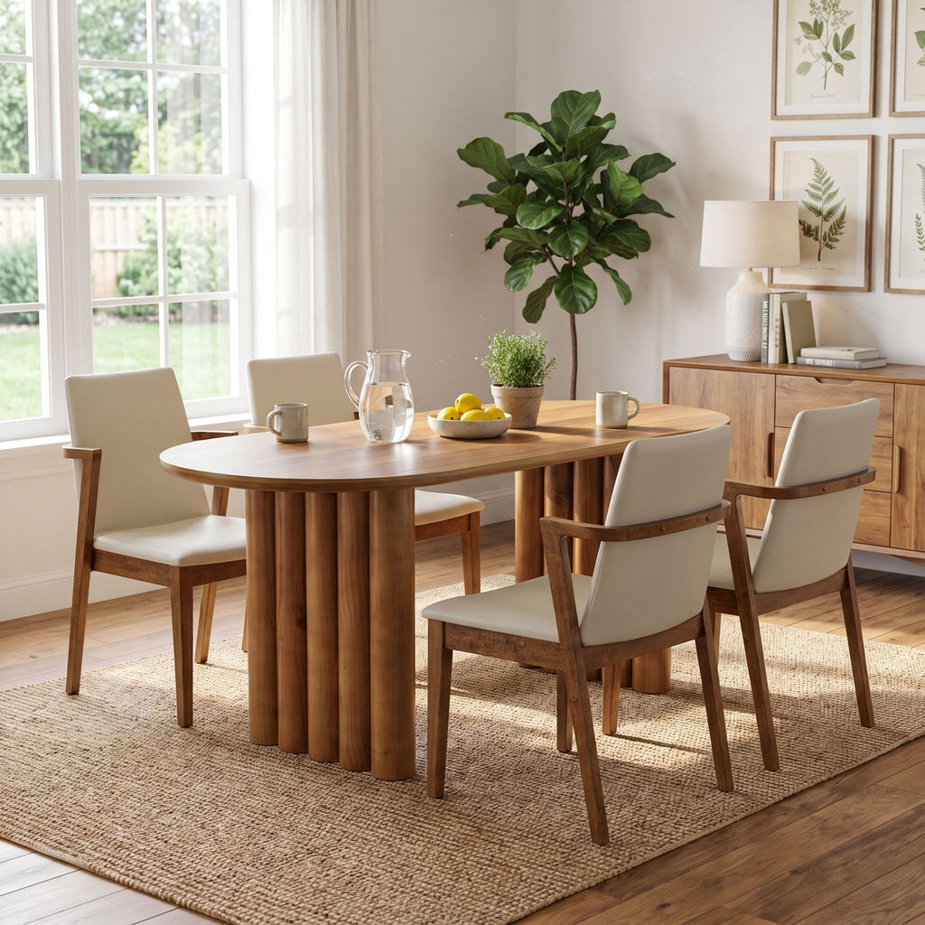 5 Piece Indoor Dining Set With Oval Table And Chairs