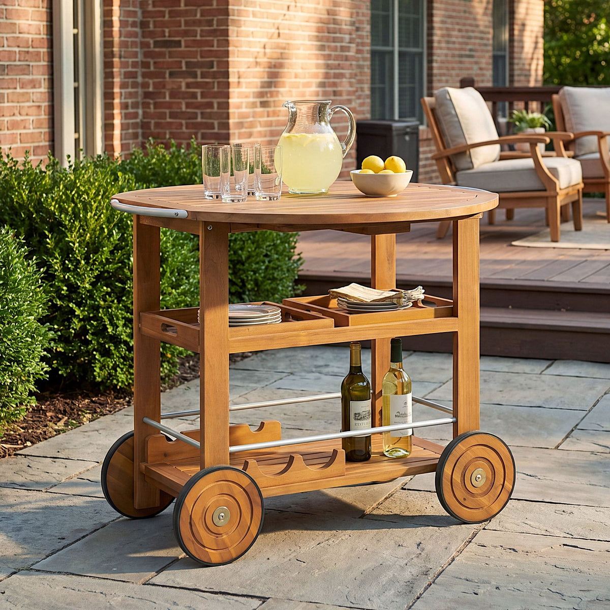 Bar Cart, Rolling Serving Cart With Storage