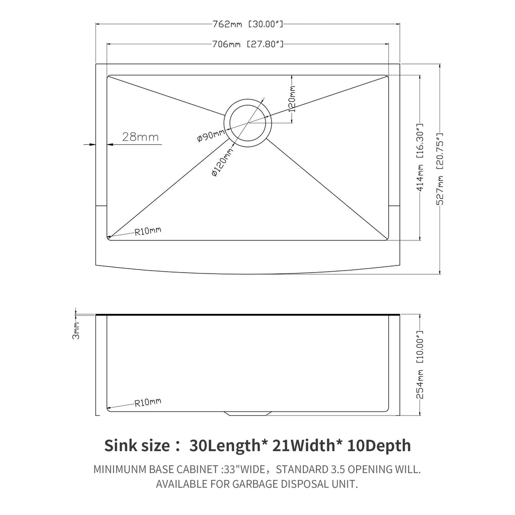 Farmhouse Kitchen Sink, Stainless Steel, Apron Front