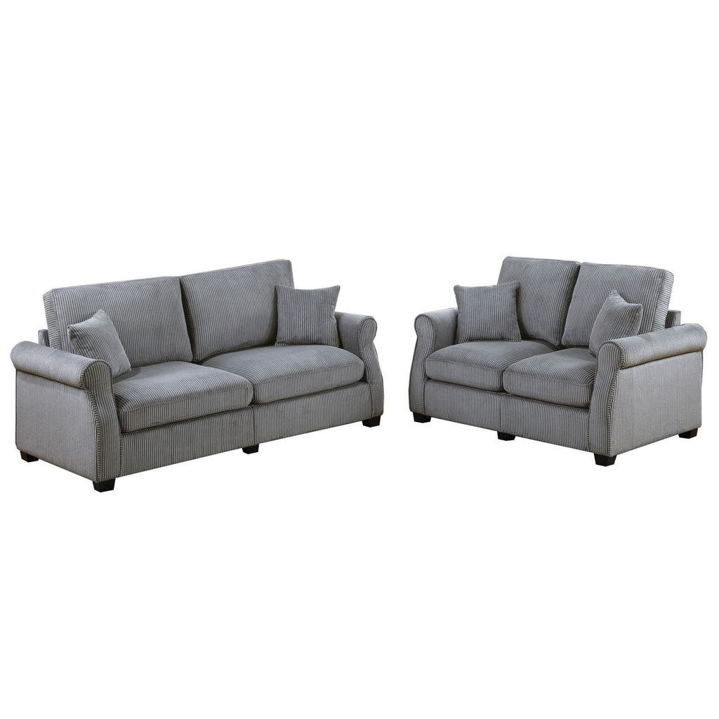Contemporary 2 Piece Sofa Set With Matching Pillows