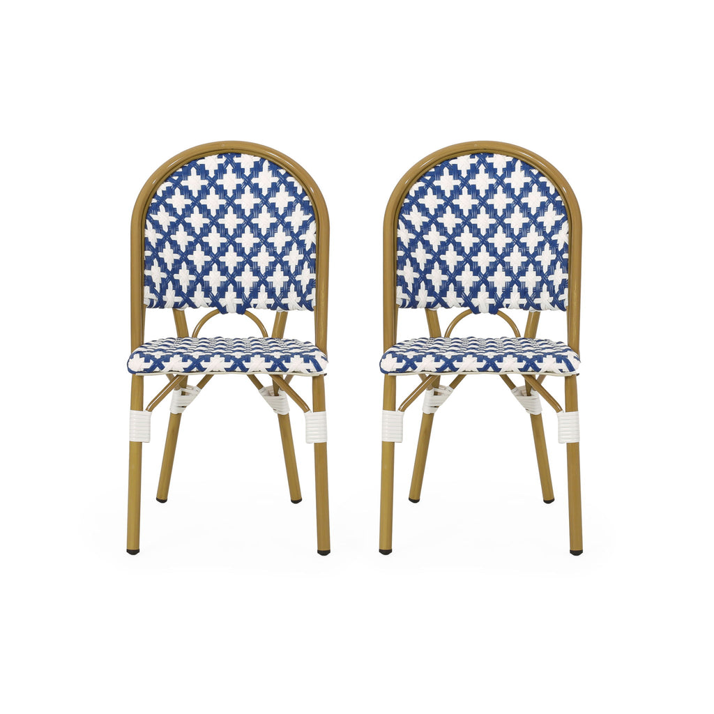 Chic French Bistro Chair With Durable Rattan And Aluminum Frame