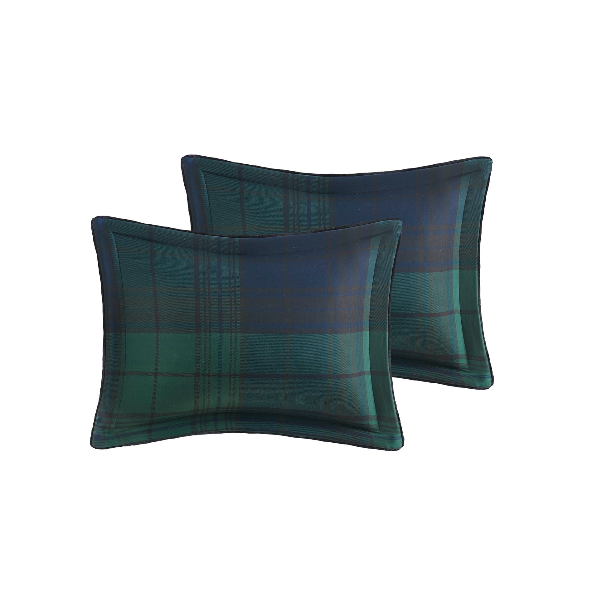 Bernston - Faux Wool to Faux Fur Down Alternative Queen Comforter Set - Green Plaid