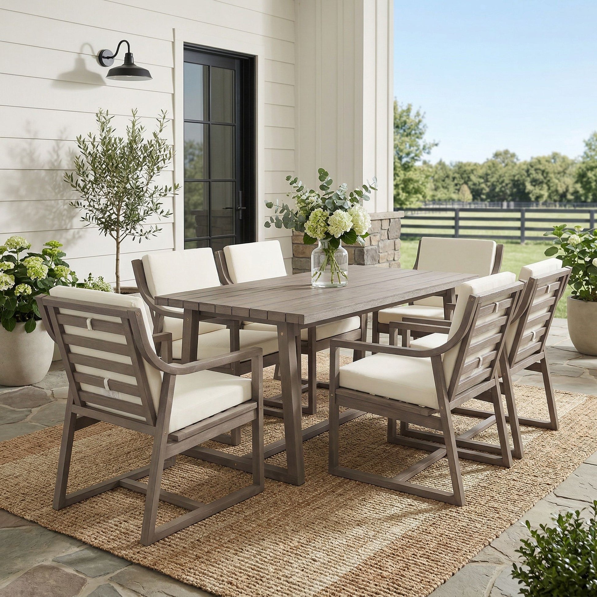 7 Piece Modern Outdoor Dining Set, Patio Furniture