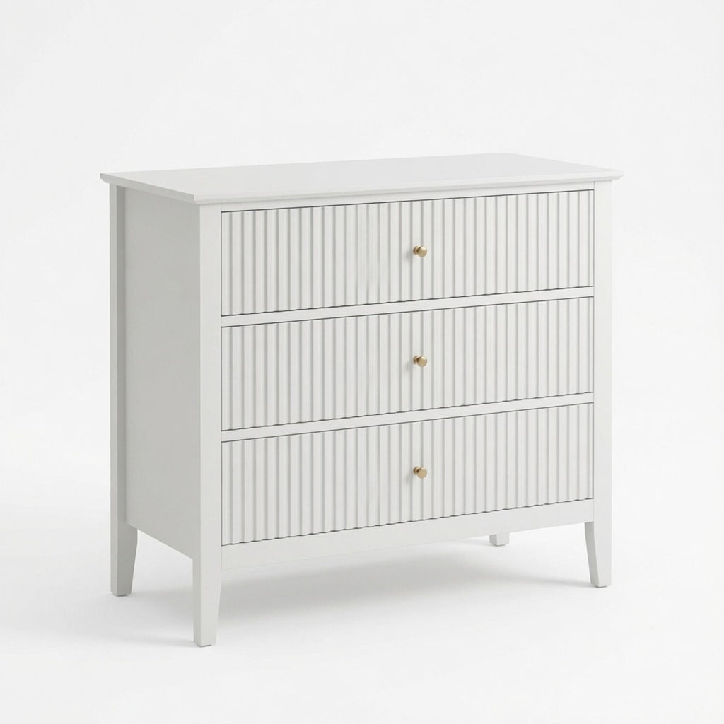 3 Drawer Nightstand, Wide With Soft Close Slides - White