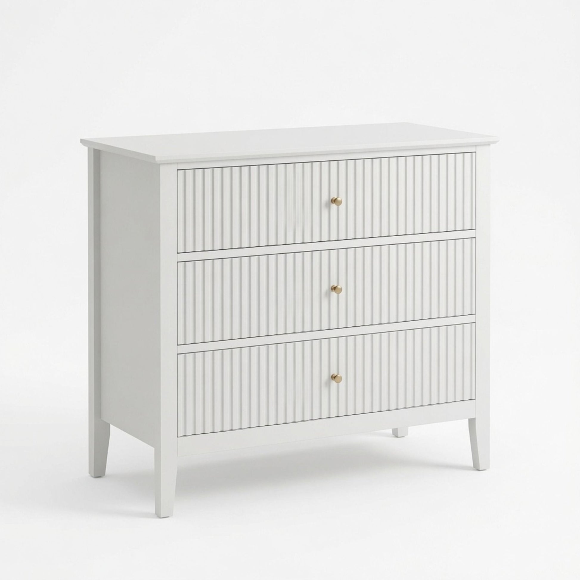 3 Drawer Nightstand, Wide With Soft Close Slides - White
