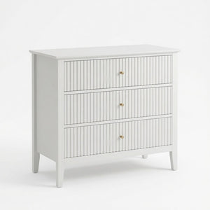 3 Drawer Nightstand, Wide With Soft Close Slides - White