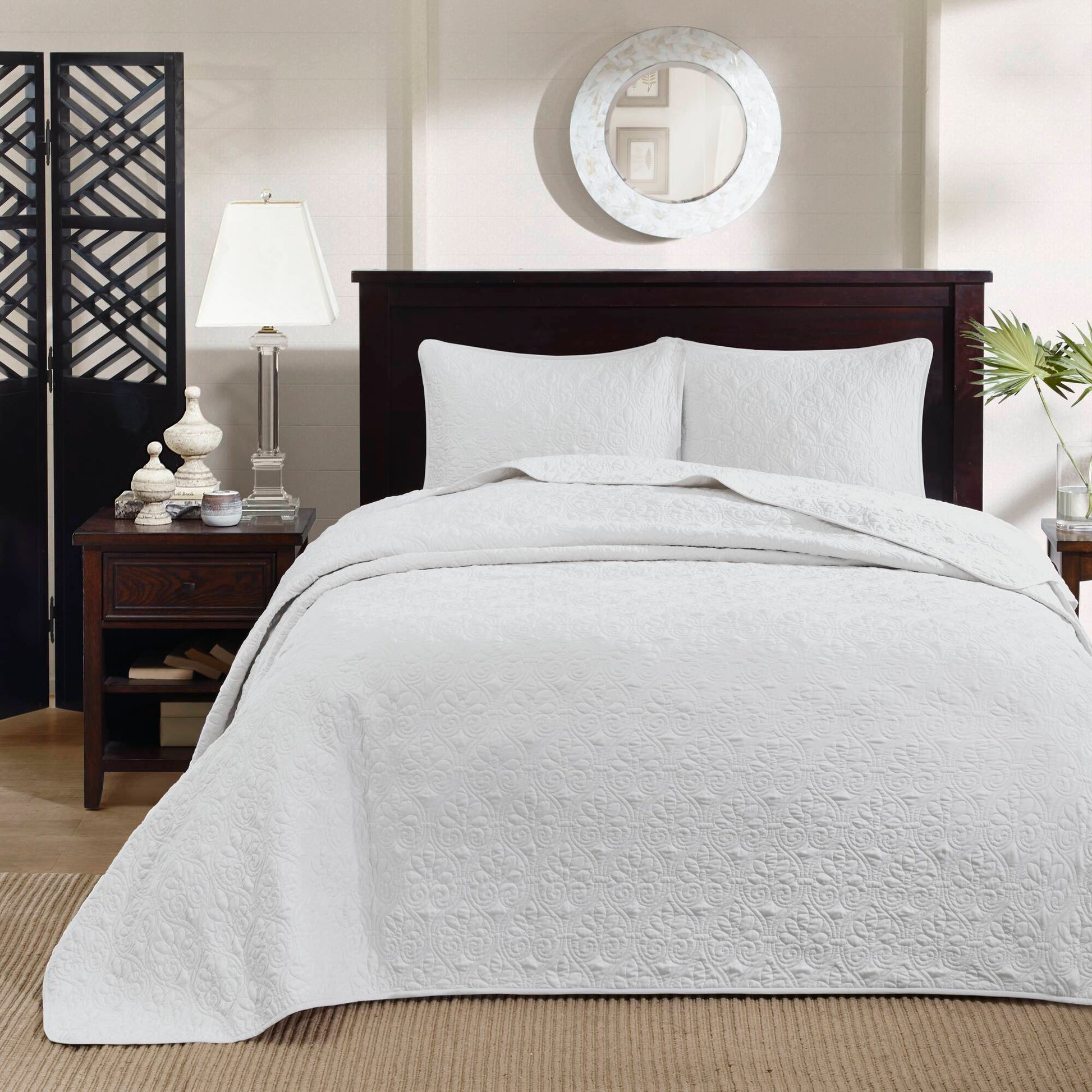Quebec - King Reversible Bedspread Set - White