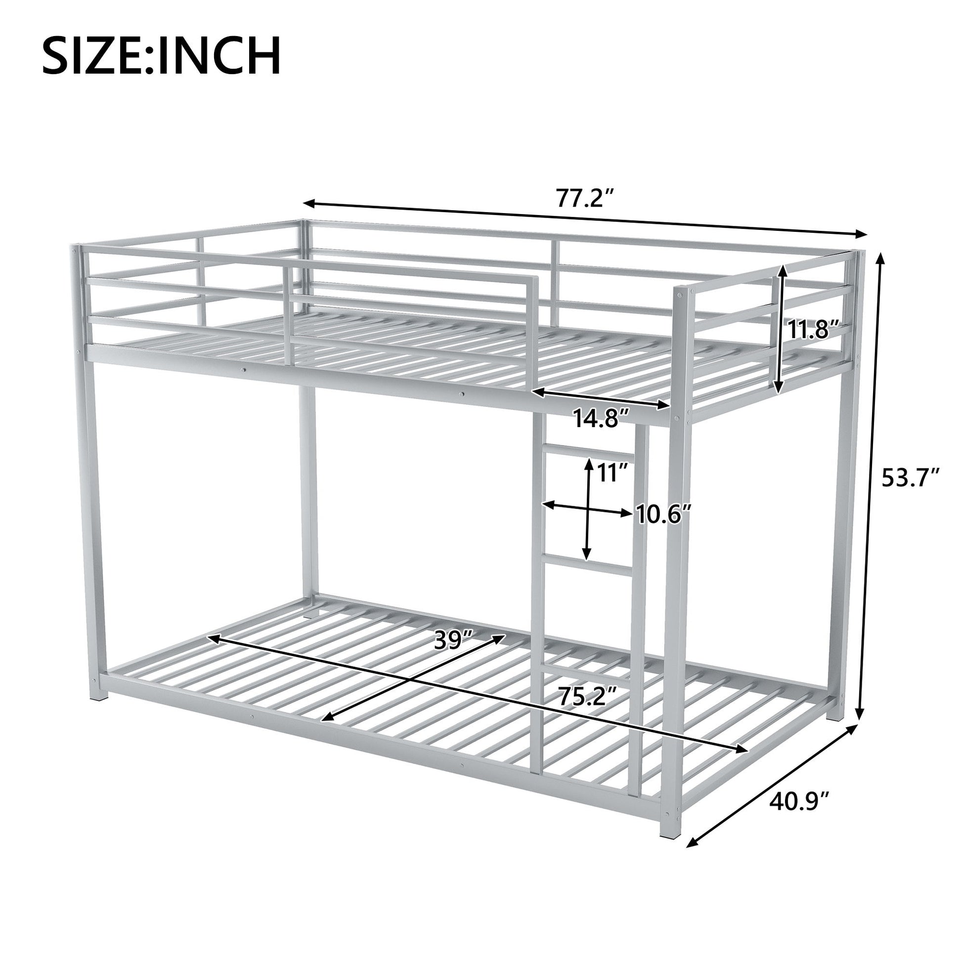 Metal Bunk Bed, Low Bunk Bed With Ladder