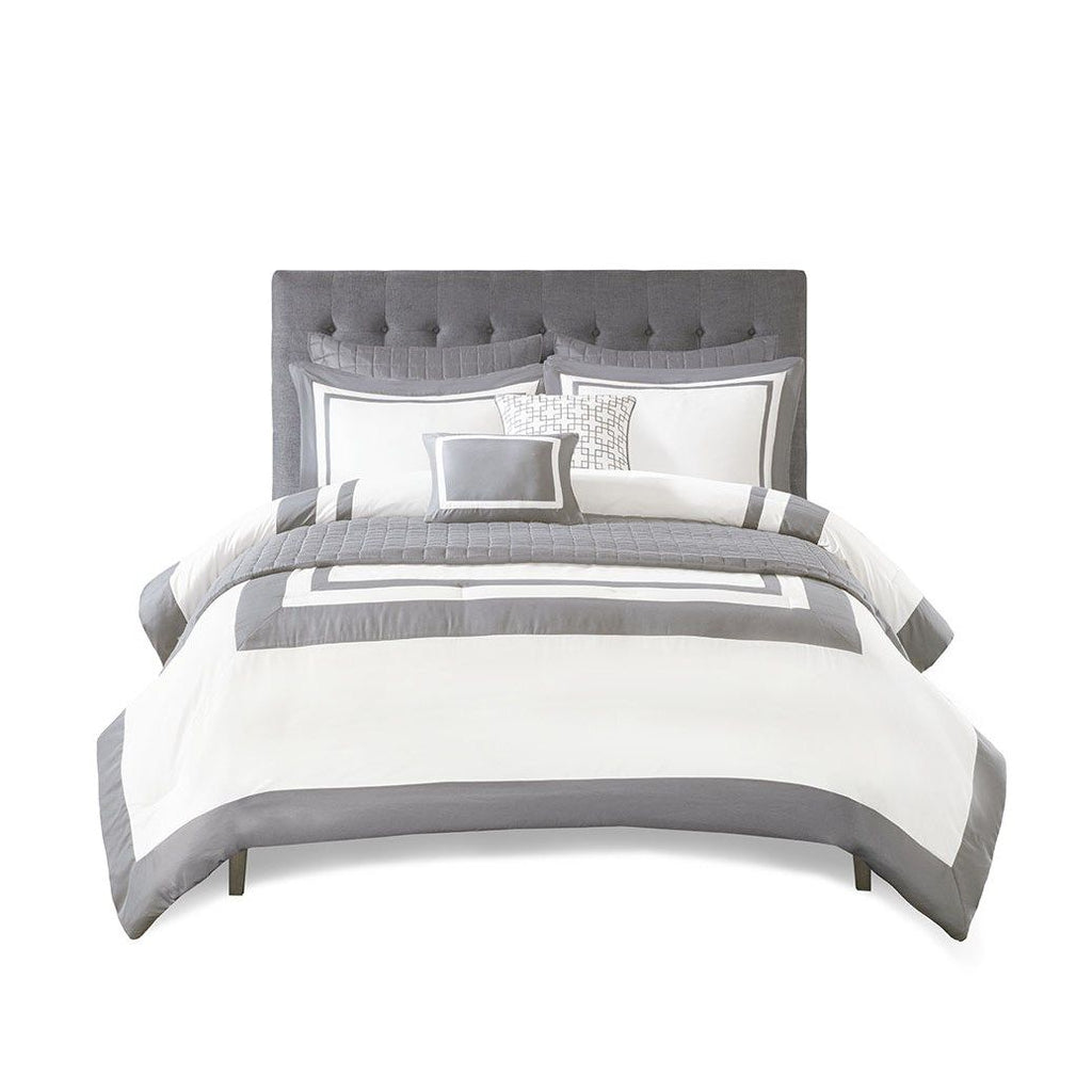 Heritage - King 8 Piece Comforter And Coverlet Set Collection - Gray