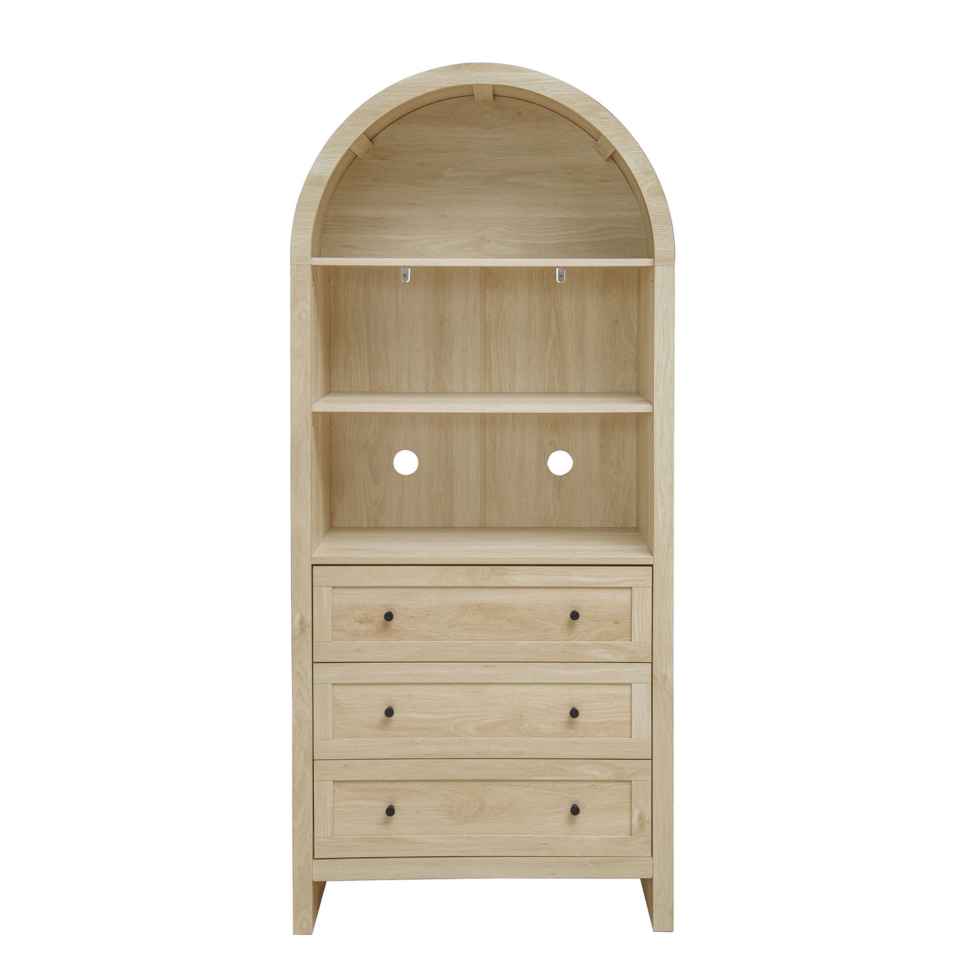 Arched Kitchen Pantry, Modern Farmhouse Wood Kitchen Storage Cabinets, Arched Storage Display Cabinet With Adjustable Shelves, Versatile Cupboard For Kitchen, Dining Room, Living Room - Natural