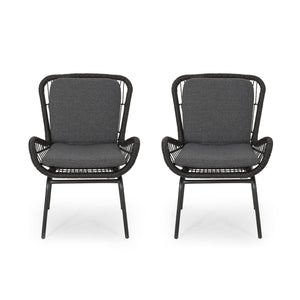 Outdoor Wicker Club Chair With Cushions (Set of 2)