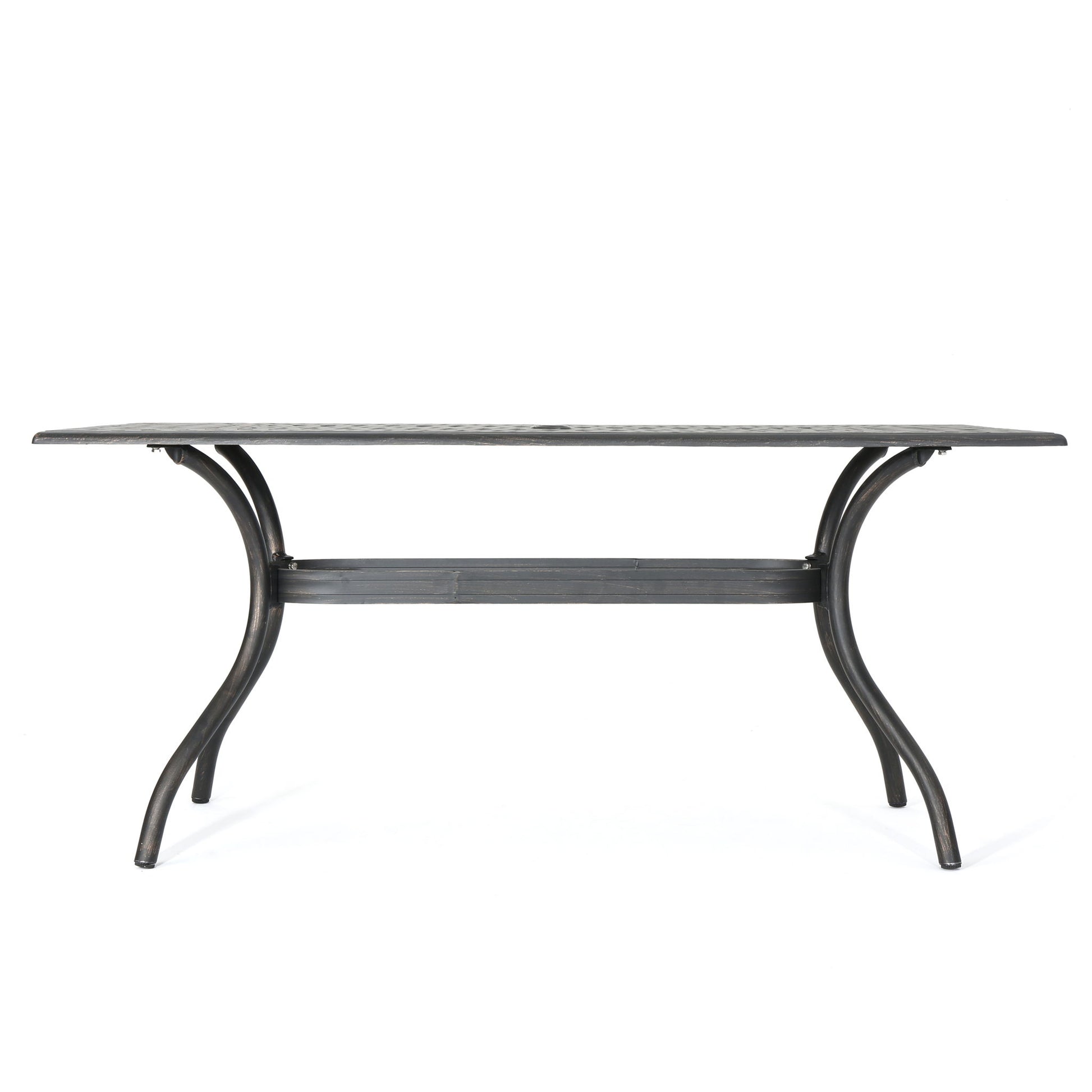 Enchantia - Outdoor Rectangular Dining Table With Weave Tabletop And Flared Legs - Copper