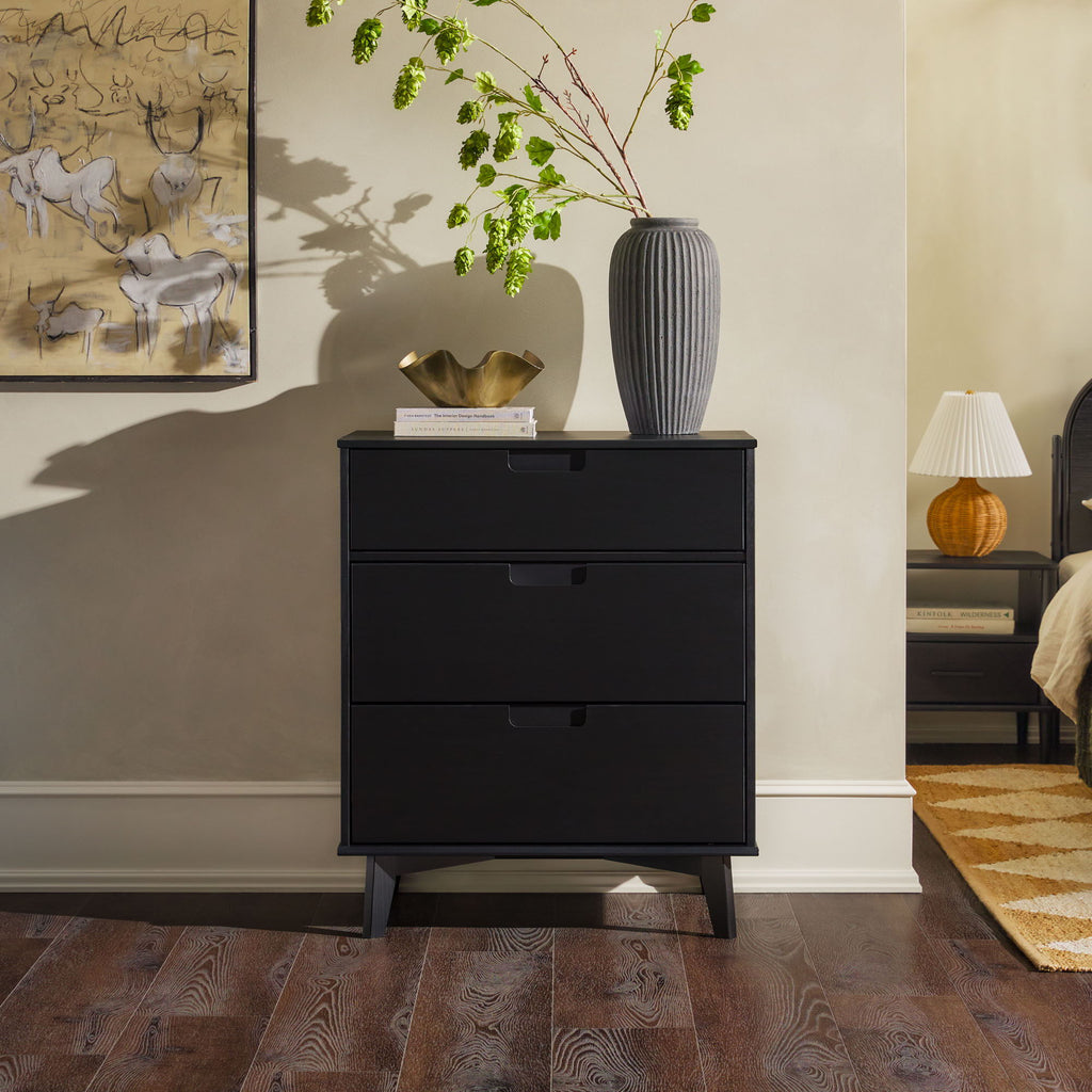 Modern 3 Drawer Dresser - Black