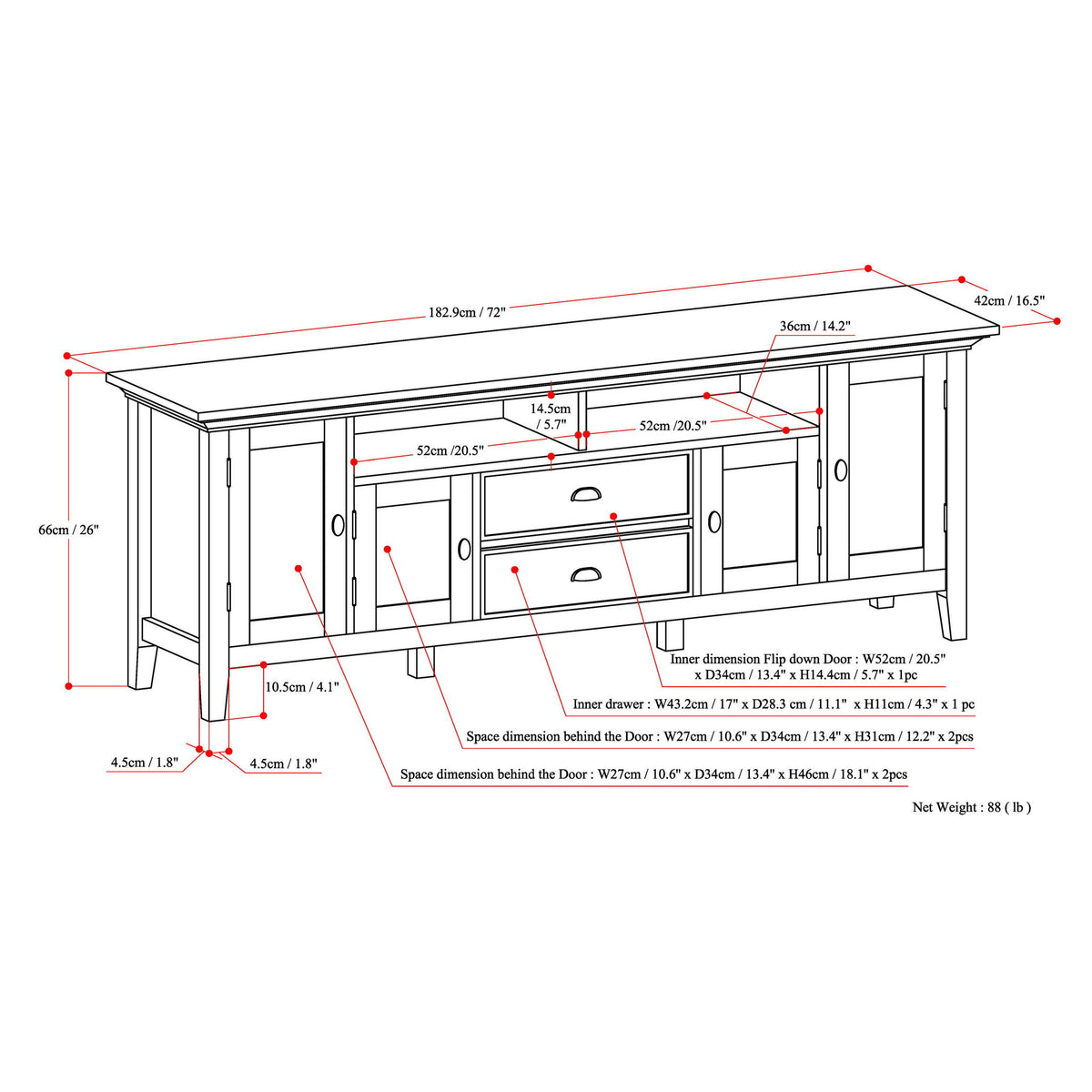 Redmond - TV Media Stand - Distressed Gray
