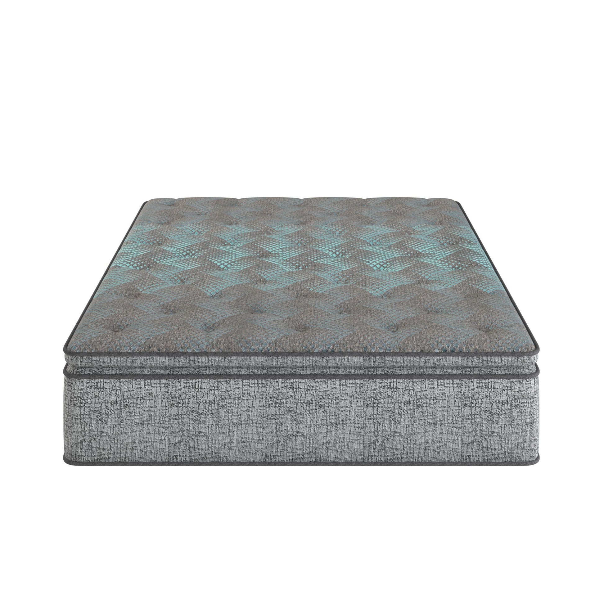 Comfort Care - 12" Twin Hybrid Euro Top Mattress, Plush Comfort With Individual Pocketed Coil - Gray / Blue