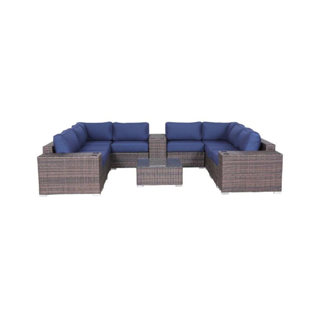 Modern Patio Rattan Sectional Set With Cushions