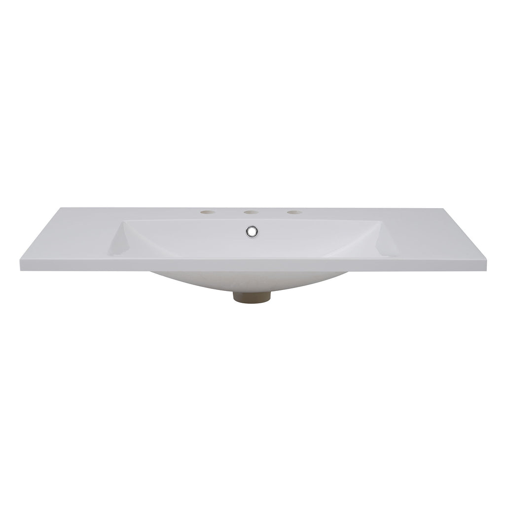 Bathroom Sink, Drop-In Vessel With 3 Holes 8'' Centerset For Small Spaces - White