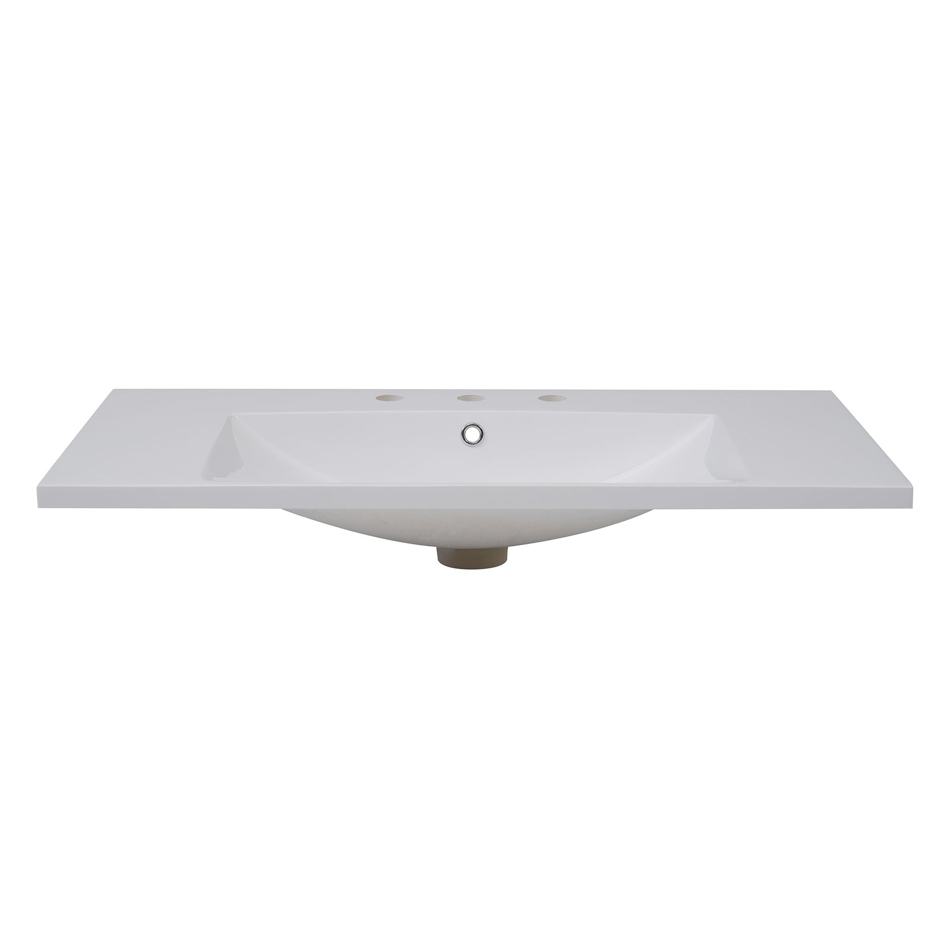 Bathroom Sink, Drop-In Vessel With 3 Holes 8'' Centerset For Small Spaces - White