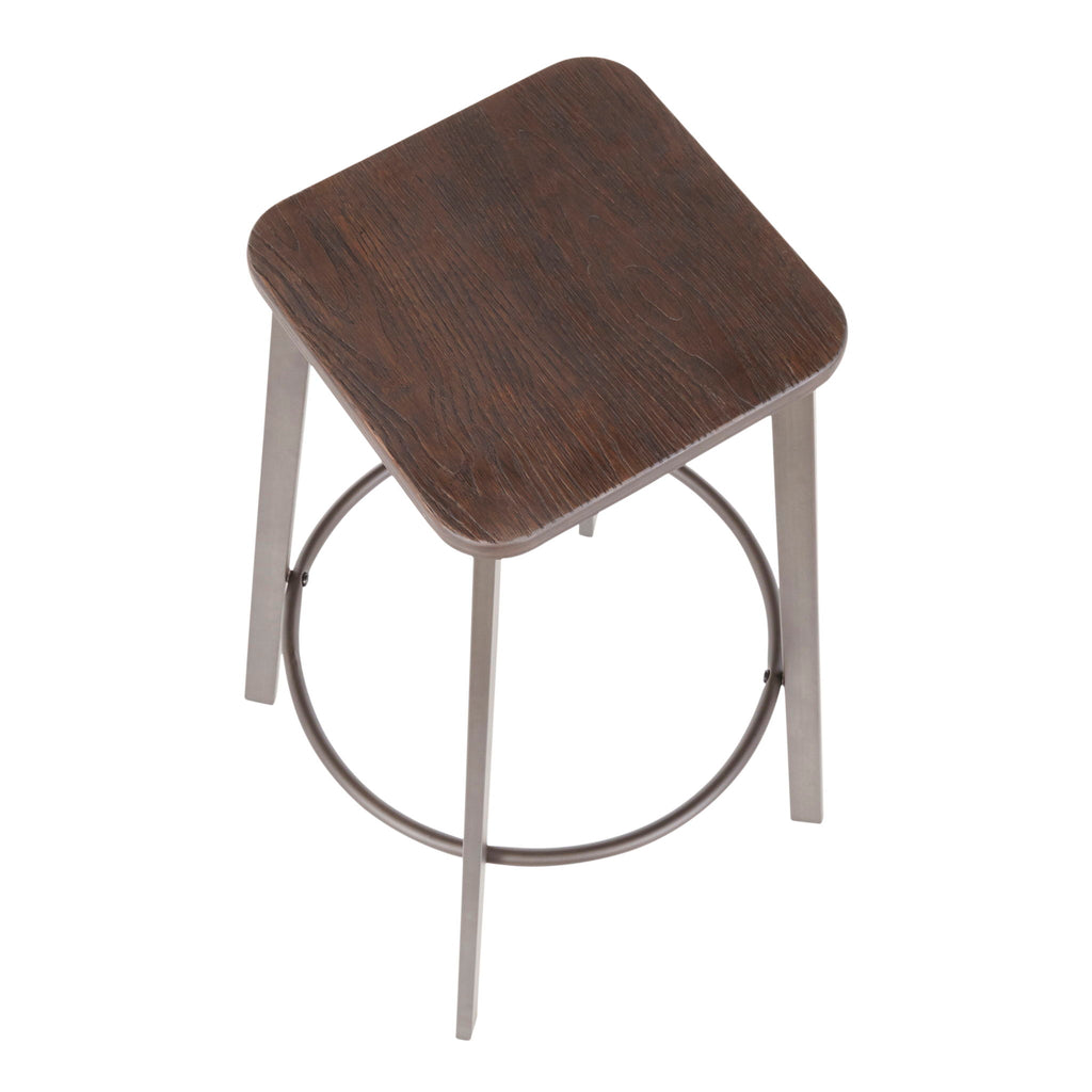 Clara - Industrial Square Barstool (Set of 2) - Espresso