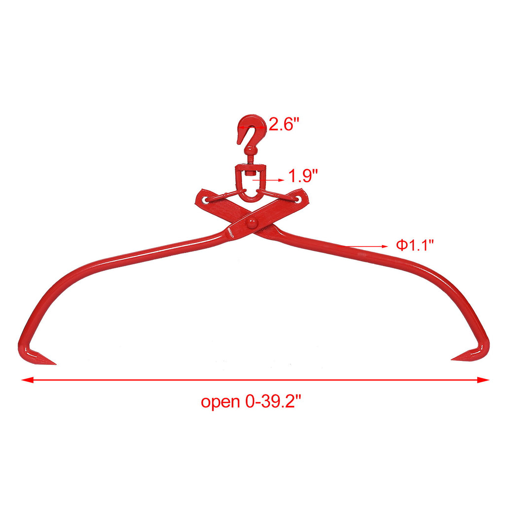 Heavy Duty Log Lifting Tongs Grapple Timber Claw - Red