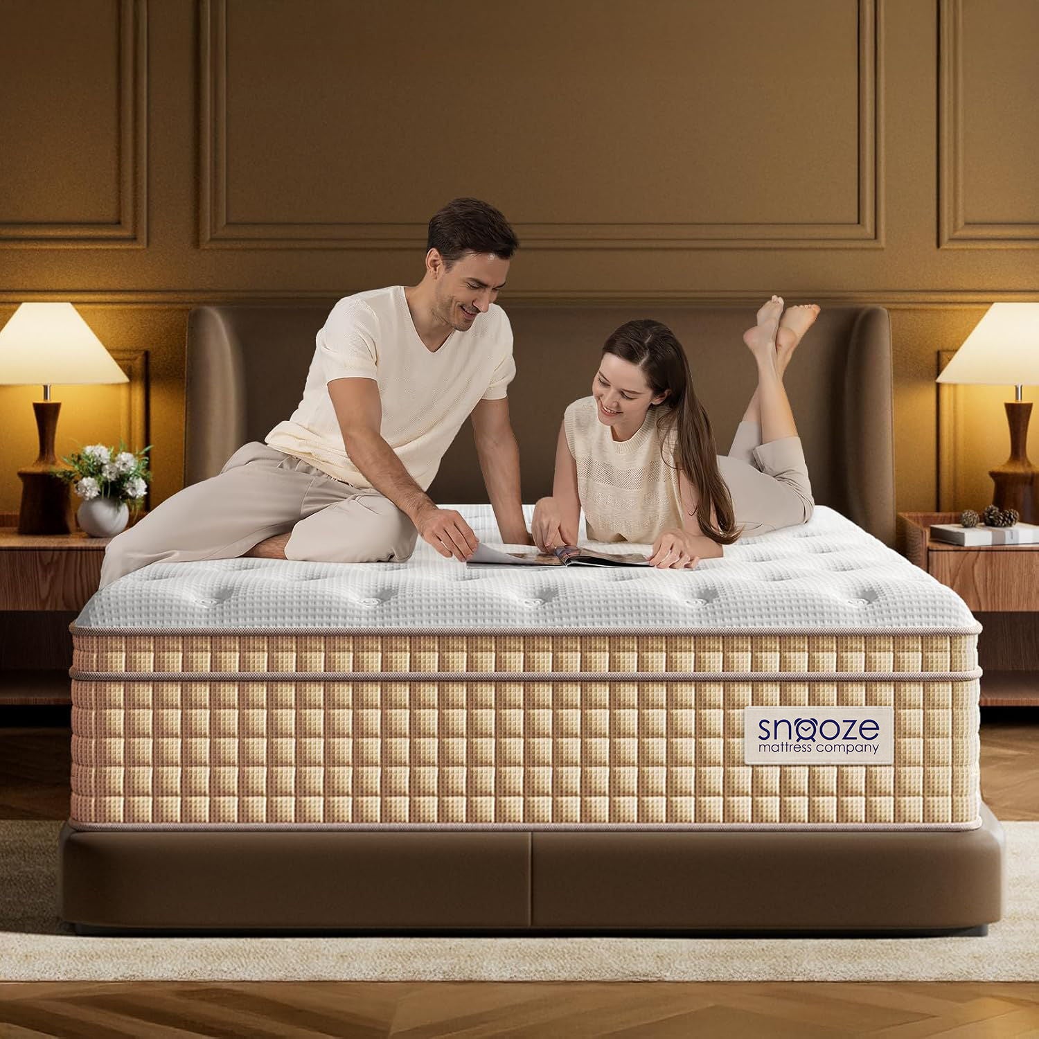 Snooze Mattress Company Glacier - 12" Euro Top Medium Firm Hybrid Mattress With Independently Encased Coils & Gel Memory Foam