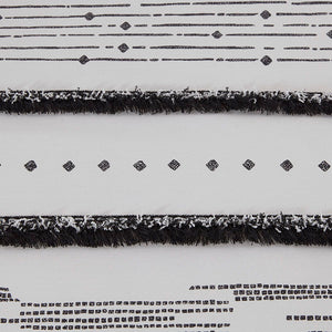 Nea - King Printed Duvet Cover Set With Trims - Black / White