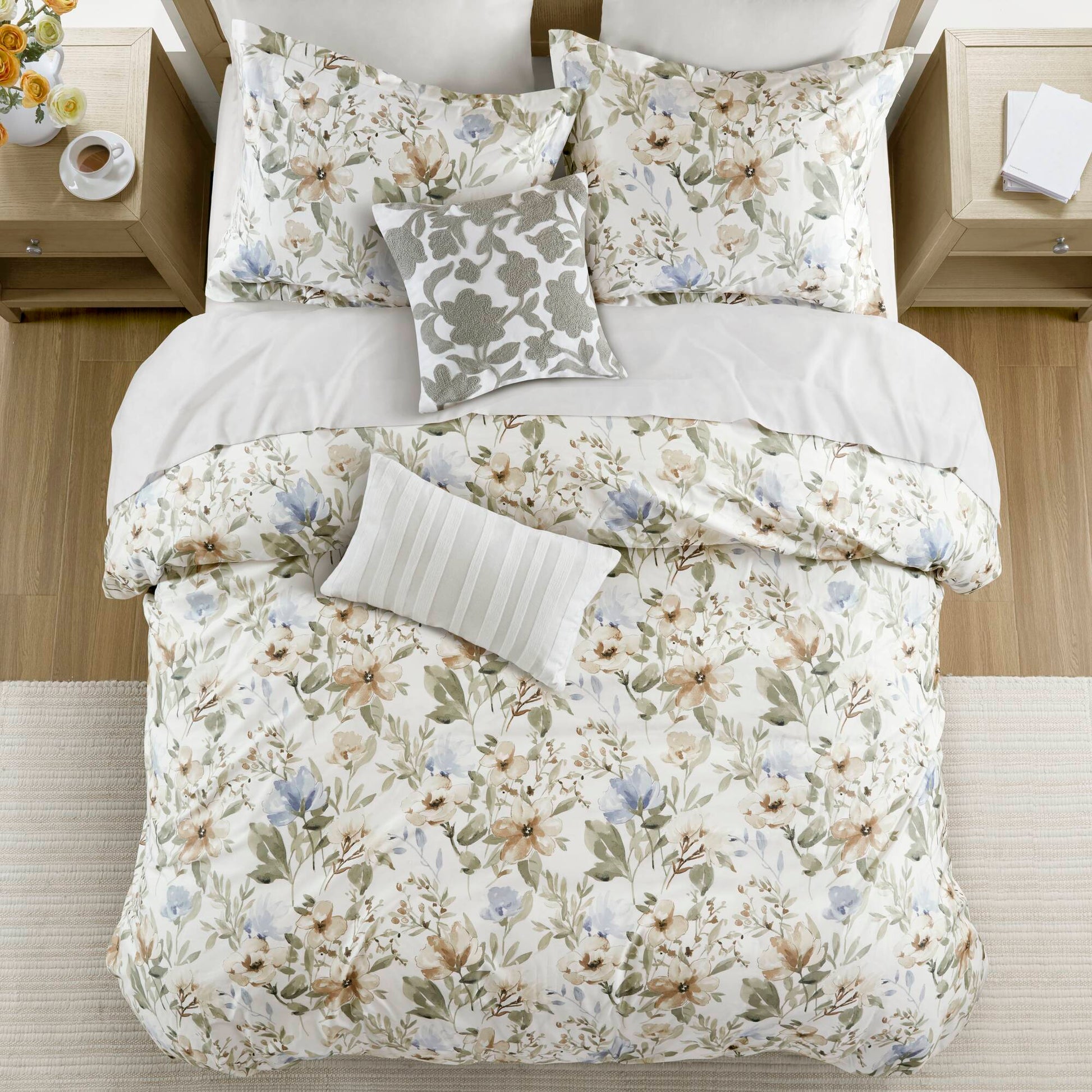 Herbal - Full/Queen 5 Piece Print Duvet Set - Multi