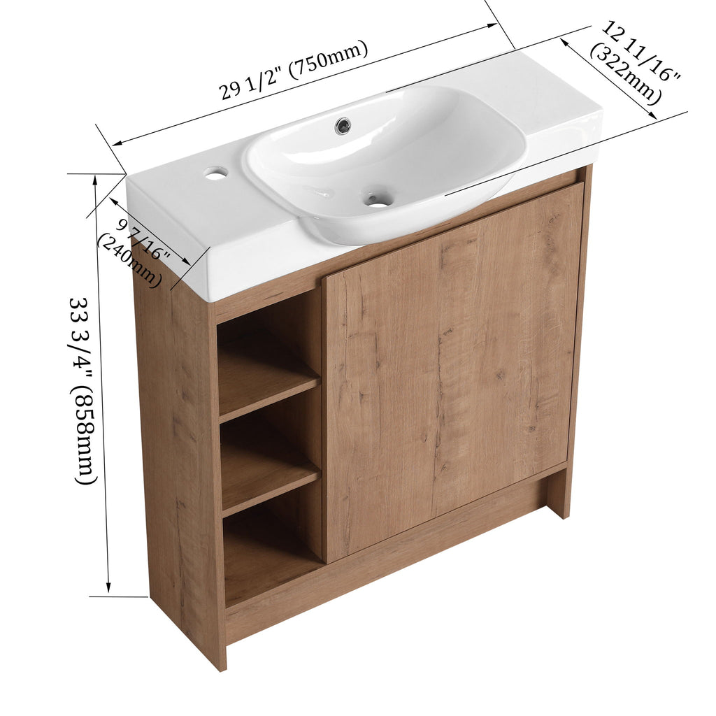 Sleek Design Freestanding Bathroom Vanity With Sink, Soft Close Door