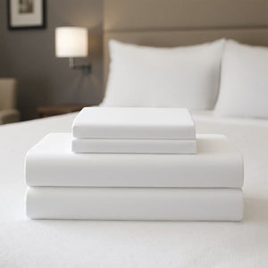 Percale Weave - King Premium Cotton Rich Sheet Set - Bright White
