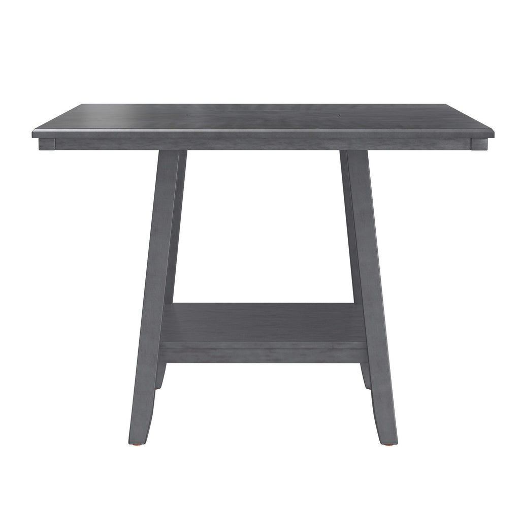 Counter Height Dining Table With Tapered Base And Lazy Susan - Gray
