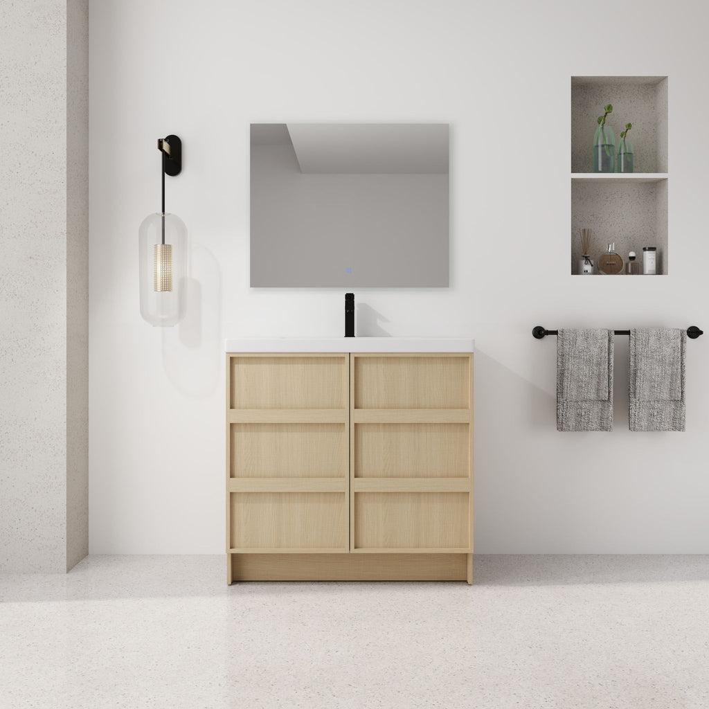 Freestanding Bathroom Vanity With Sink & 2 Soft Close Cabinet Doors