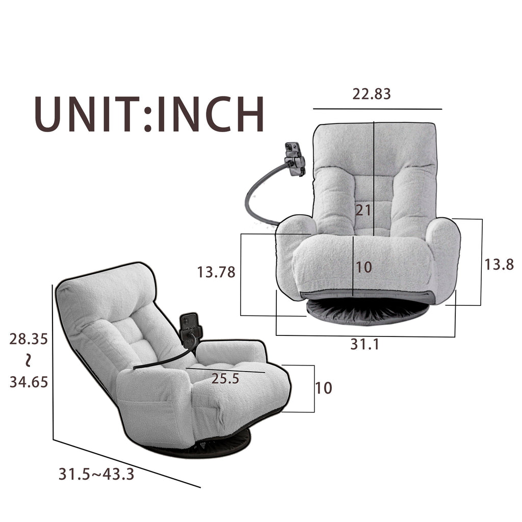 Adjustable Swivel Lounge Chair With 360 Degree Rotating Seat And Headrest Support
